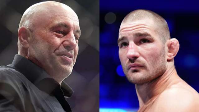 Joe Rogan and UFC middleweight champion Sean Strickland